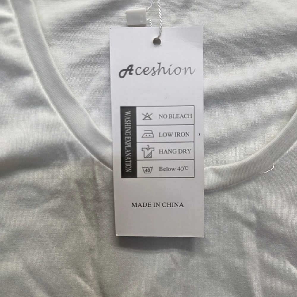 Aceshion USA Graphic T-Shirt White Patriotic American Flag Scoop Neck Women Med - Picture 5 of 7